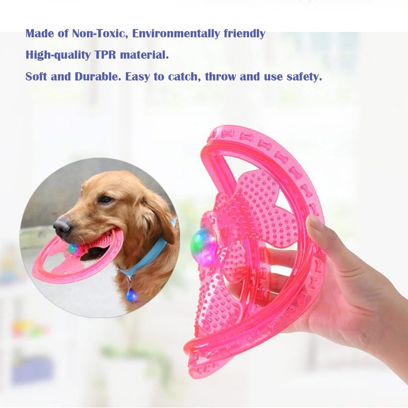 Wandrola Flying Disc Dog Sport Toy with Flashing LED Lights, Light Up Pet Disk for Ultimate Night Time Play, Pink - Image 2